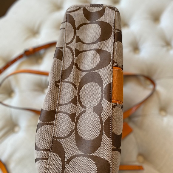 Coach Signature Stripe Pocket Tote In Orange Spice - Picture 6 of 16